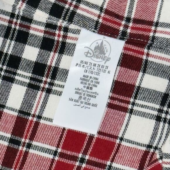 Disney Adult 2XL Pajama PJ Set Christmas 2022 Mickey Holiday Tartan Plaid Red - Picture 3 of 14